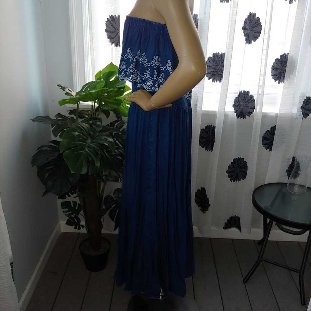 Elan Blue Maxi Strapless Beach Dress M - image 5