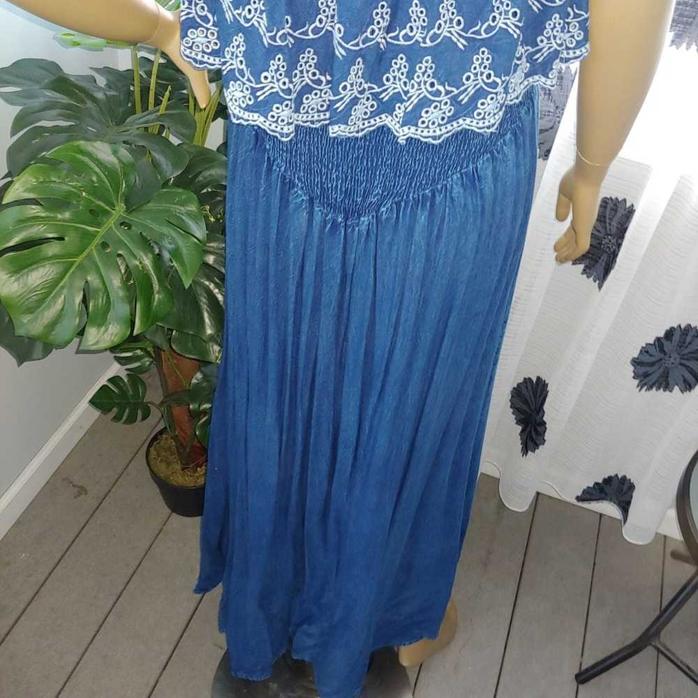 Elan Blue Maxi Strapless Beach Dress M - image 6