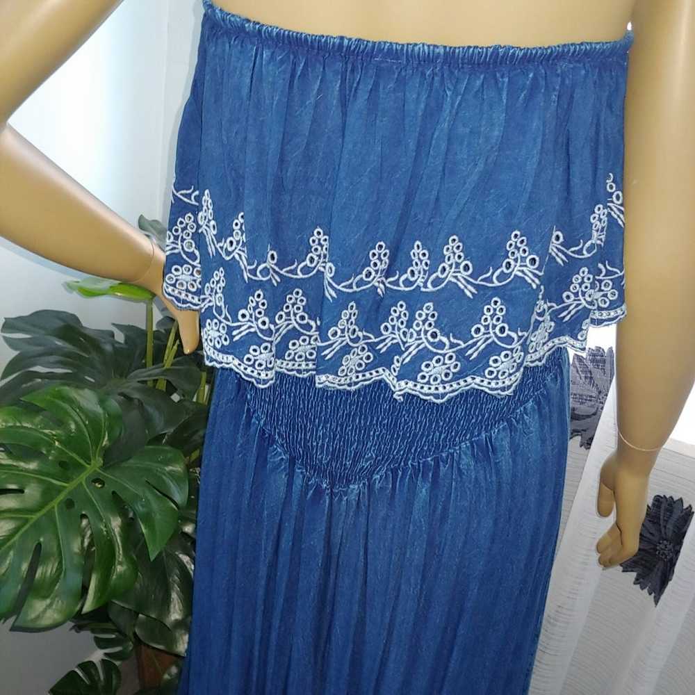 Elan Blue Maxi Strapless Beach Dress M - image 7