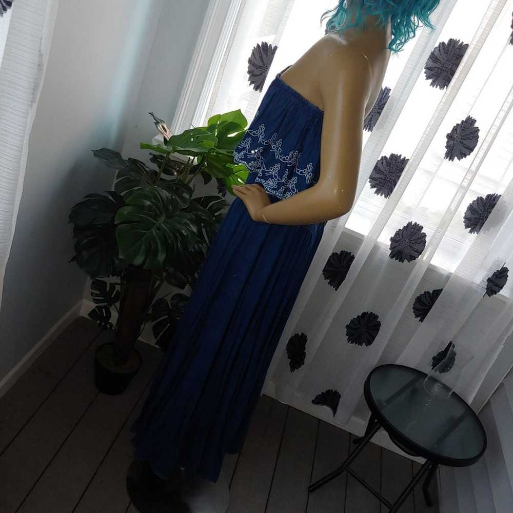 Elan Blue Maxi Strapless Beach Dress M - image 8
