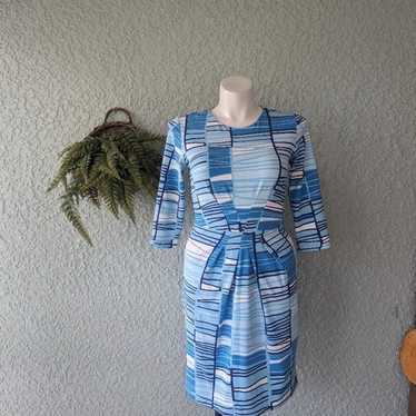J.mclaughlin Catalina knit blue dress geometric p… - image 1