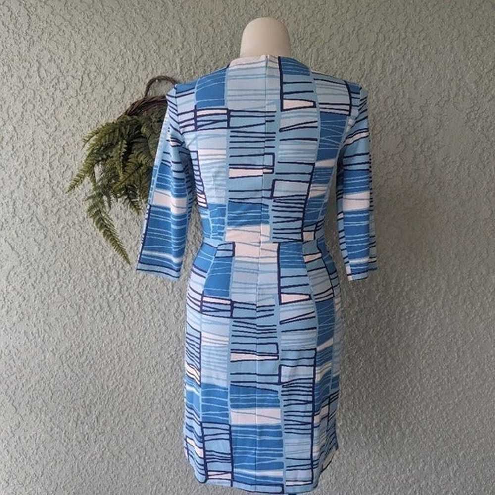 J.mclaughlin Catalina knit blue dress geometric p… - image 2