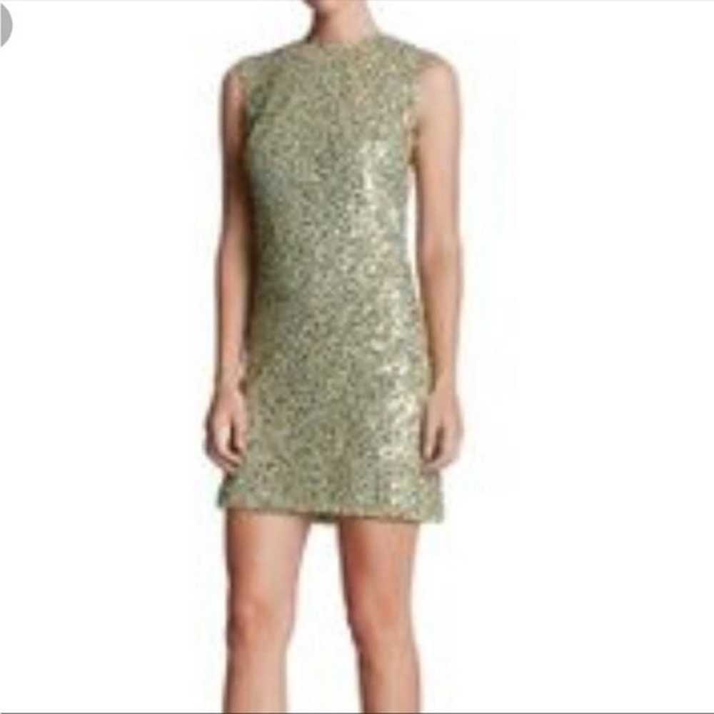 Dress the Population Shawn Gold and Mint Sequin D… - image 1