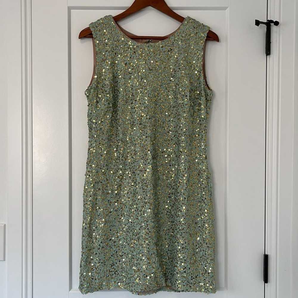 Dress the Population Shawn Gold and Mint Sequin D… - image 2