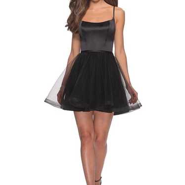 La Femme Satin & Tulle Fit & Flare Dress in Black… - image 1
