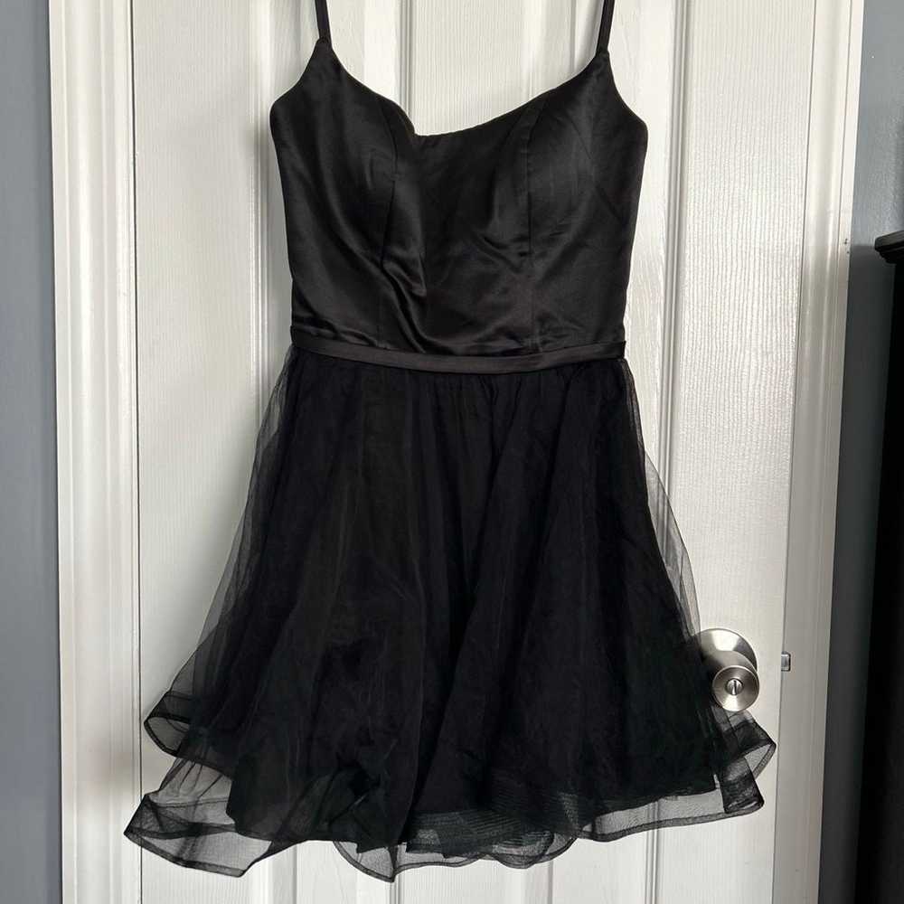 La Femme Satin & Tulle Fit & Flare Dress in Black… - image 4