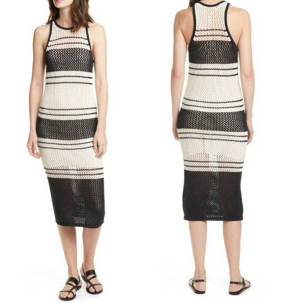 FRAME Stripe Open Knit Midi Dress (XS) - image 1