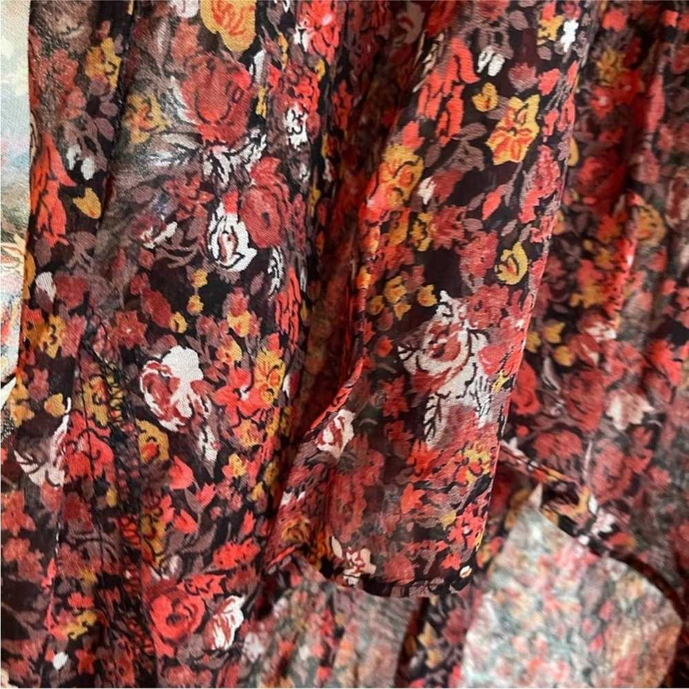 Leopard Floral Print A-Line Maxi Dress Brown Sz X… - image 11
