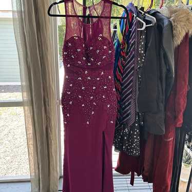 Maroon jeweled gown