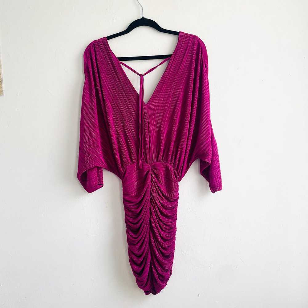 ZARA Draped Deep V Pink/Purple Plisse Dress Size … - image 8