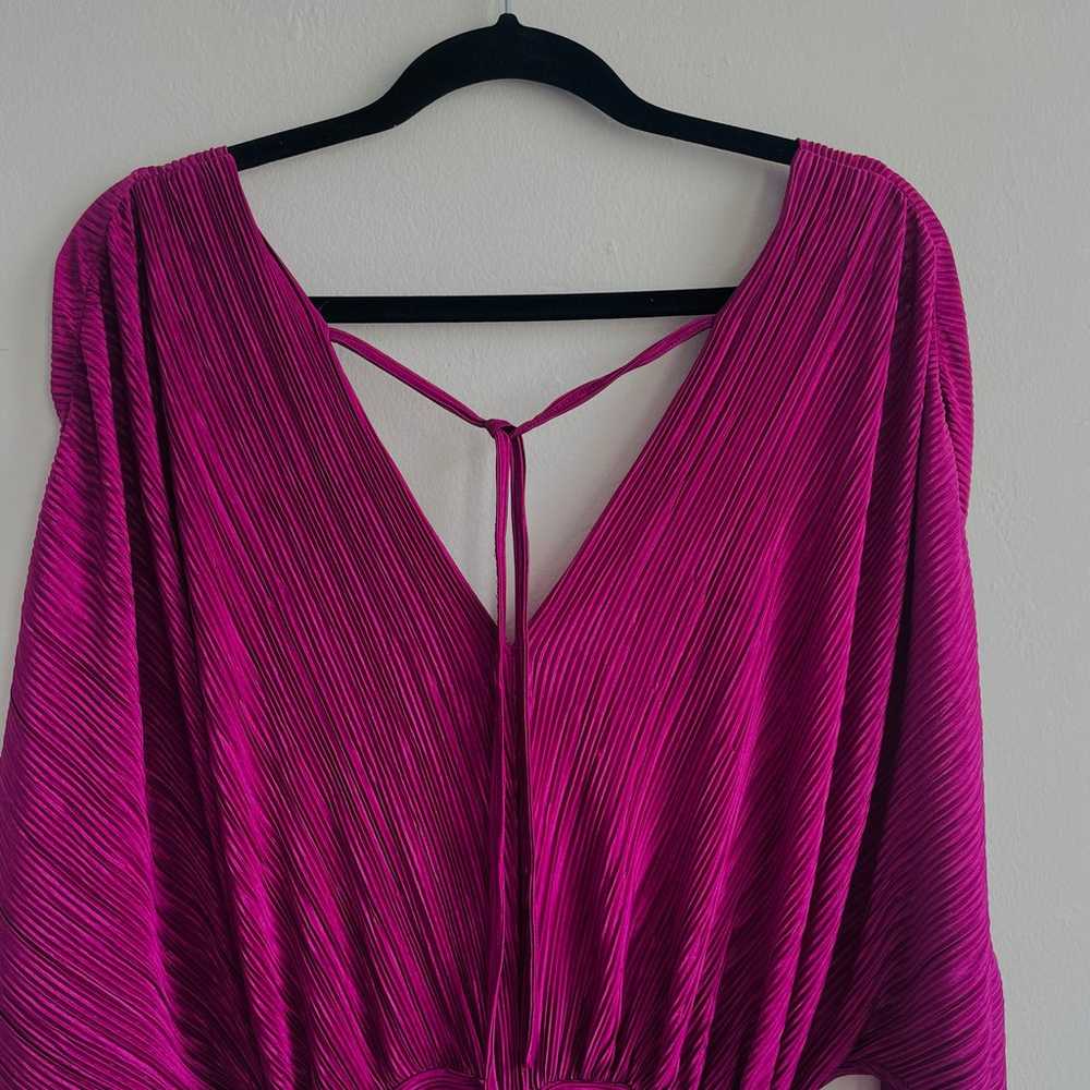 ZARA Draped Deep V Pink/Purple Plisse Dress Size … - image 9