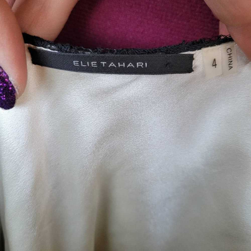 Elie Tahari Black Silk and Lace Pleated Waist Coc… - image 4