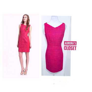 Elie Tahari 4 Hot Pink Tweed Dress Margie Asymmet… - image 1