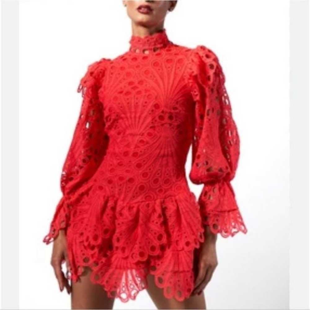 The Sang Parisian vibe red lace layered long slee… - image 3