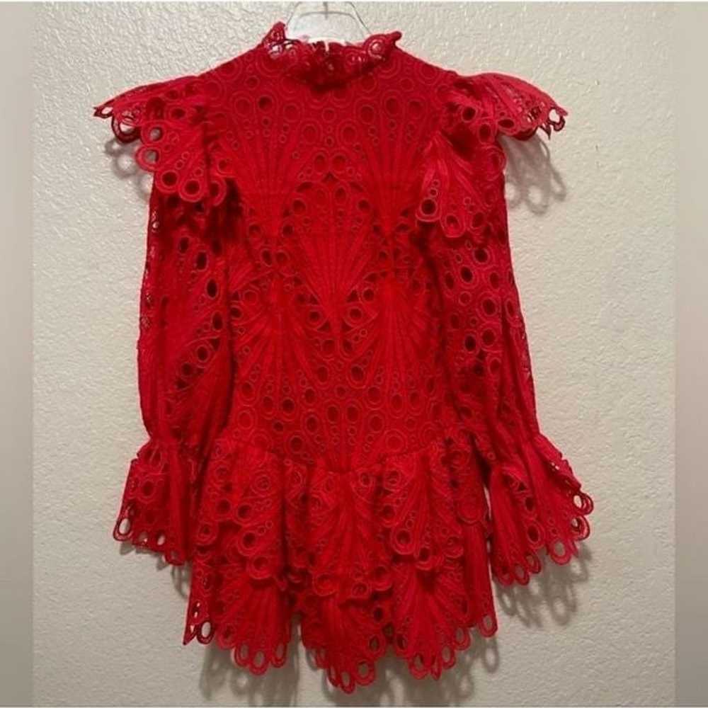 The Sang Parisian vibe red lace layered long slee… - image 4