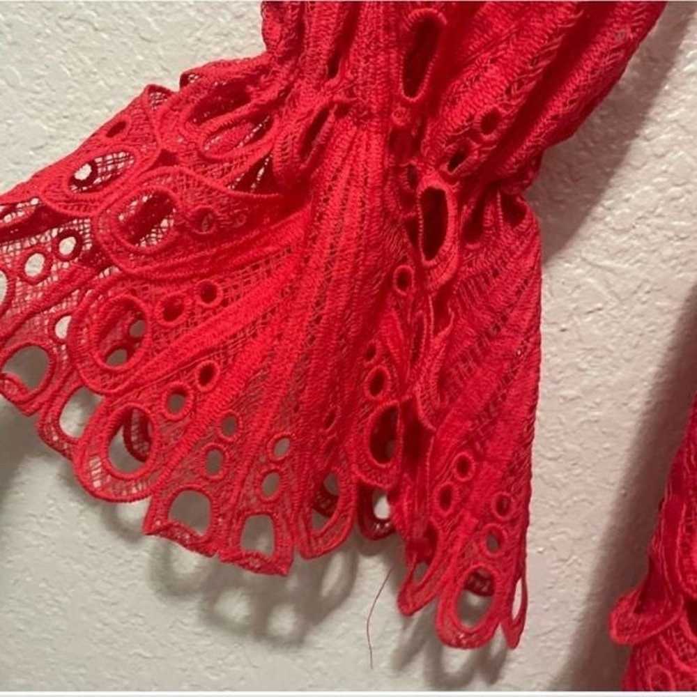 The Sang Parisian vibe red lace layered long slee… - image 6