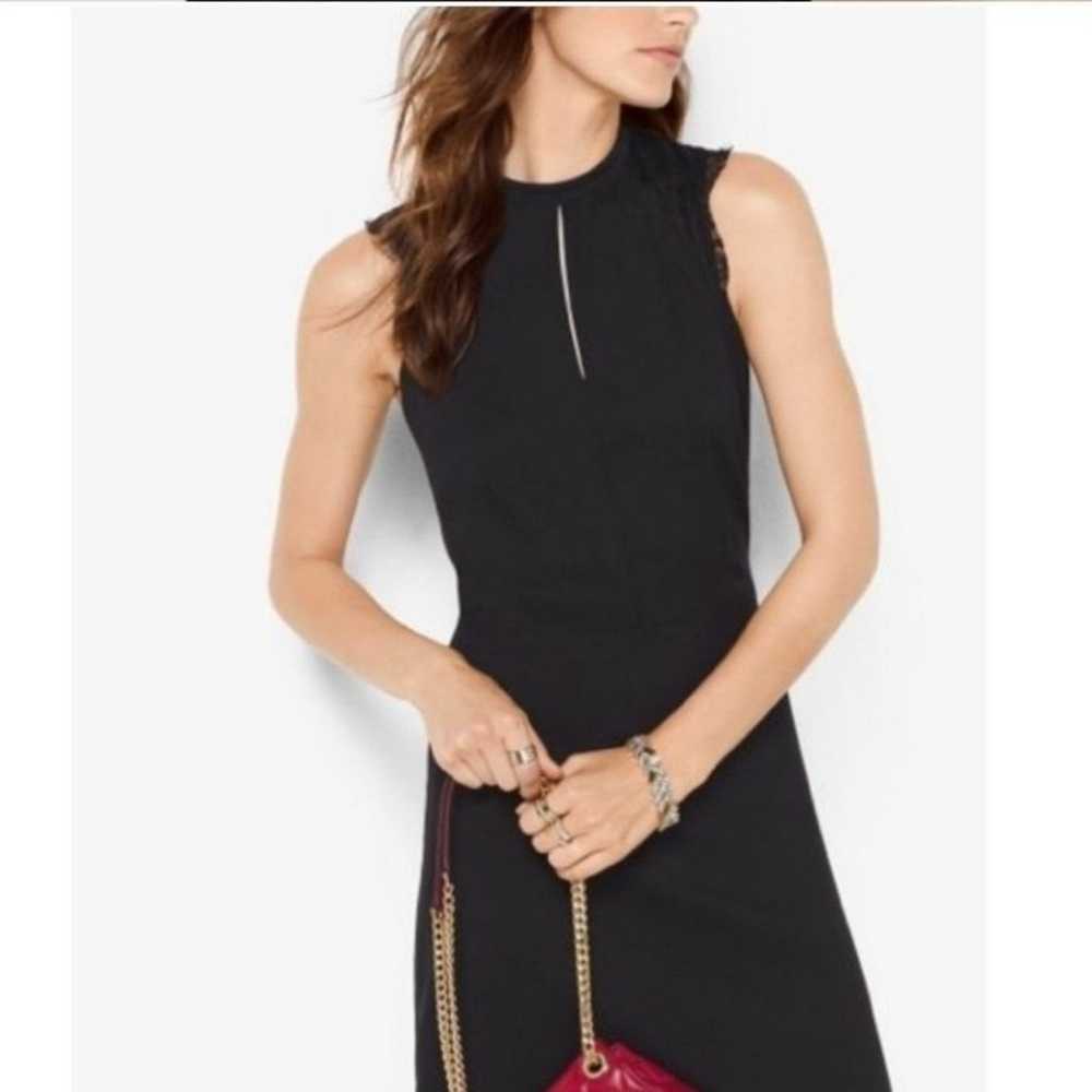 Michael Kors Lace Trimmed Crepe Dress Black Women… - image 2