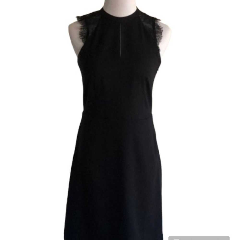 Michael Kors Lace Trimmed Crepe Dress Black Women… - image 8