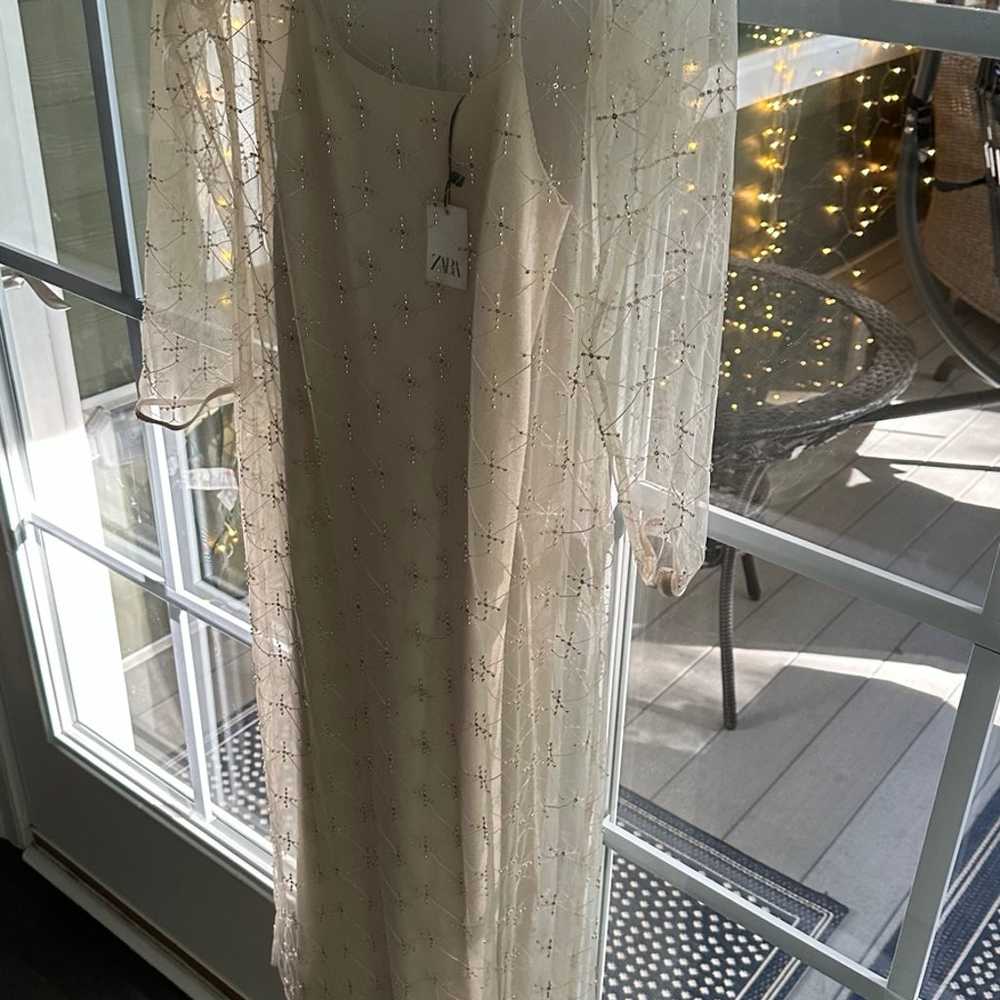 Zara Embroidered Midi Knit Dress Cava Limited Edi… - image 3