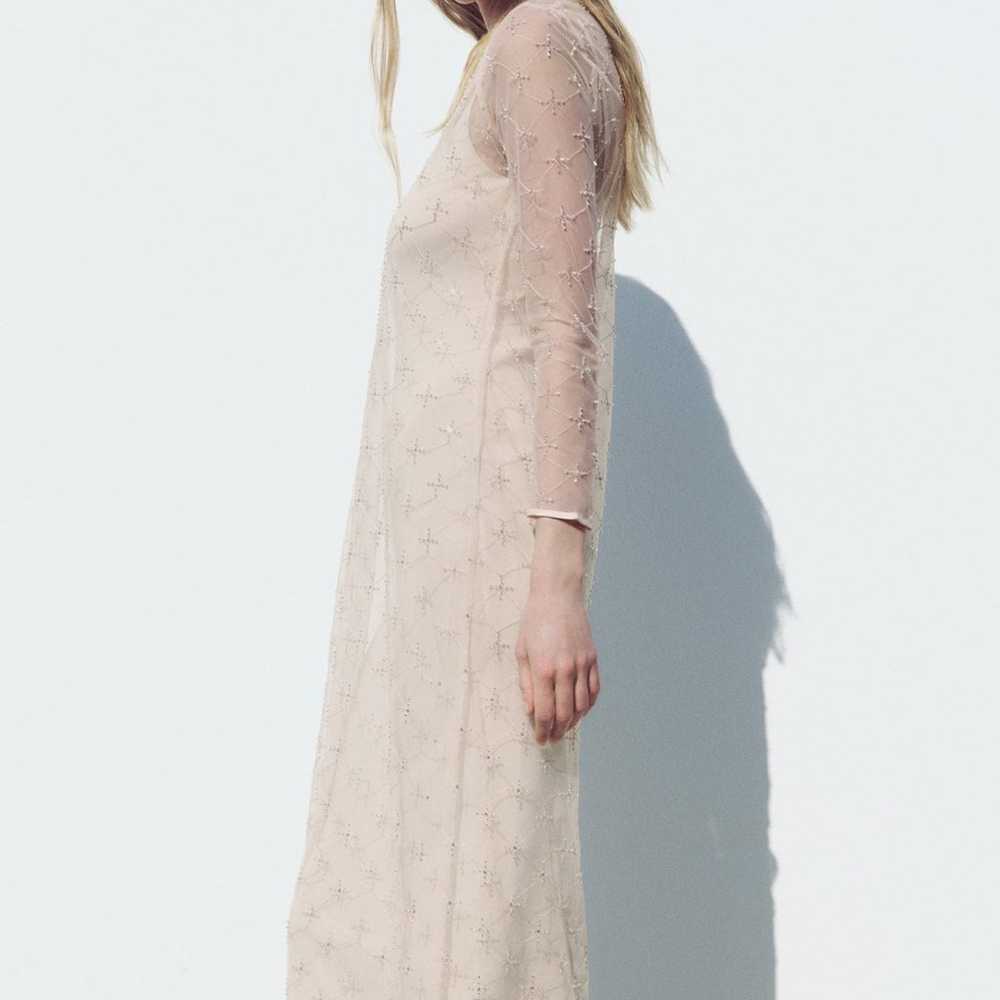 Zara Embroidered Midi Knit Dress Cava Limited Edi… - image 8