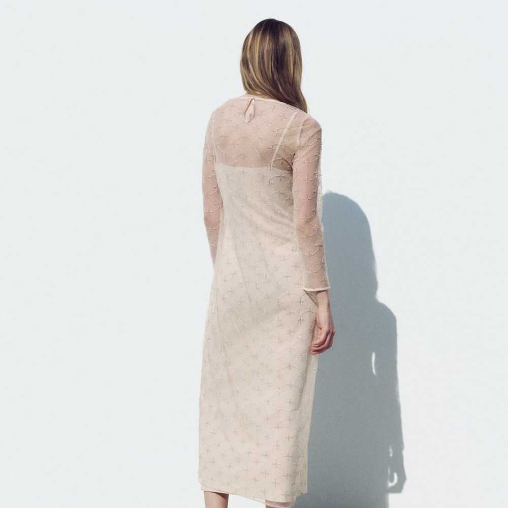 Zara Embroidered Midi Knit Dress Cava Limited Edi… - image 9
