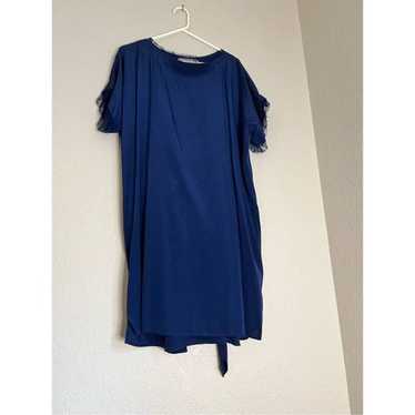 Michelle Mason Silk and Lace Mini Dress royal blue