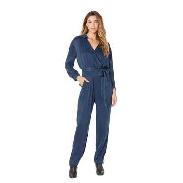 Bella Dahl Wrap Front Jumpsuit Navy Blue Size Larg