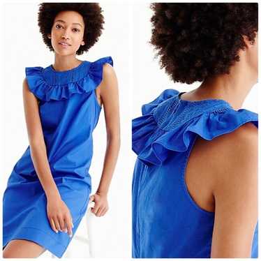J. Crew Women's Blue Ruffle Neck Dress Size 14 NEW - image 1