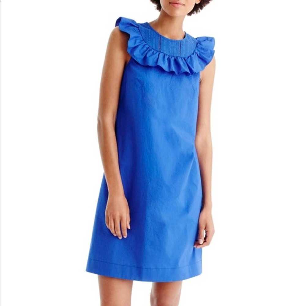 J. Crew Women's Blue Ruffle Neck Dress Size 14 NEW - image 2