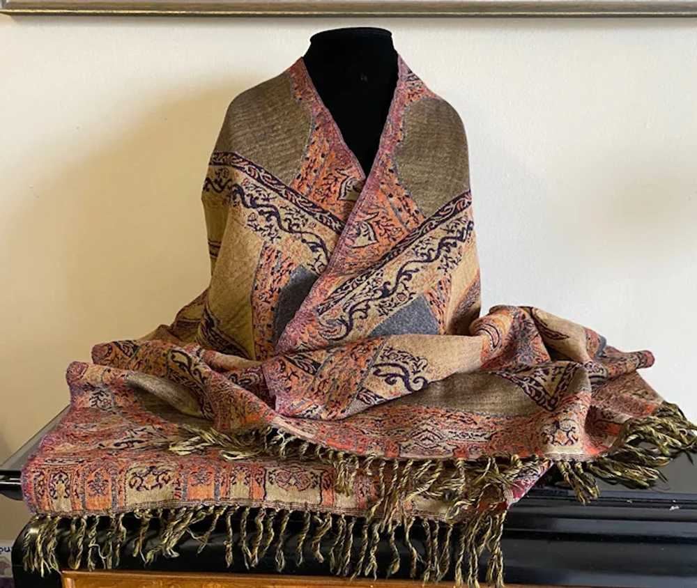 Pure Wool Reversible Wrap in Warm Colors - image 6