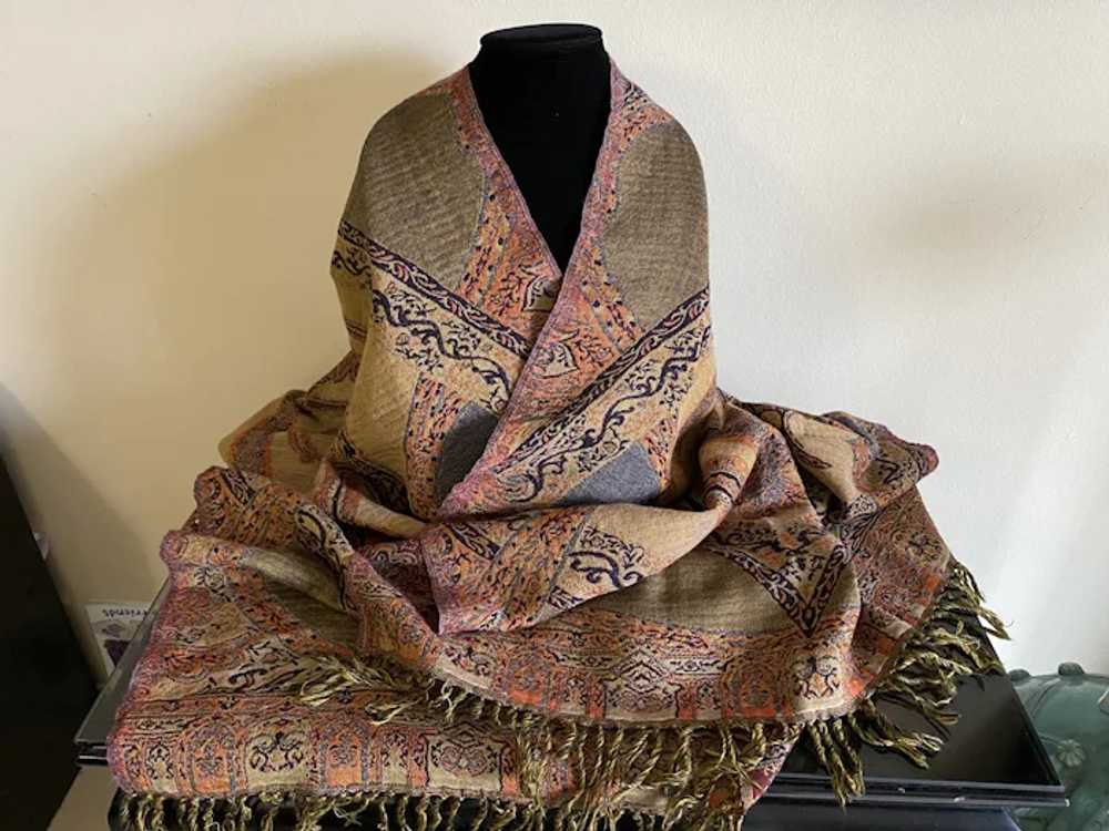 Pure Wool Reversible Wrap in Warm Colors - image 7