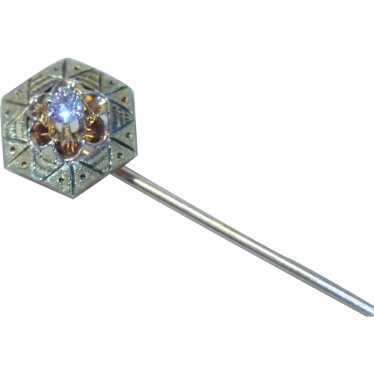 Edwardian Stick Pin ; 10K & Diamond