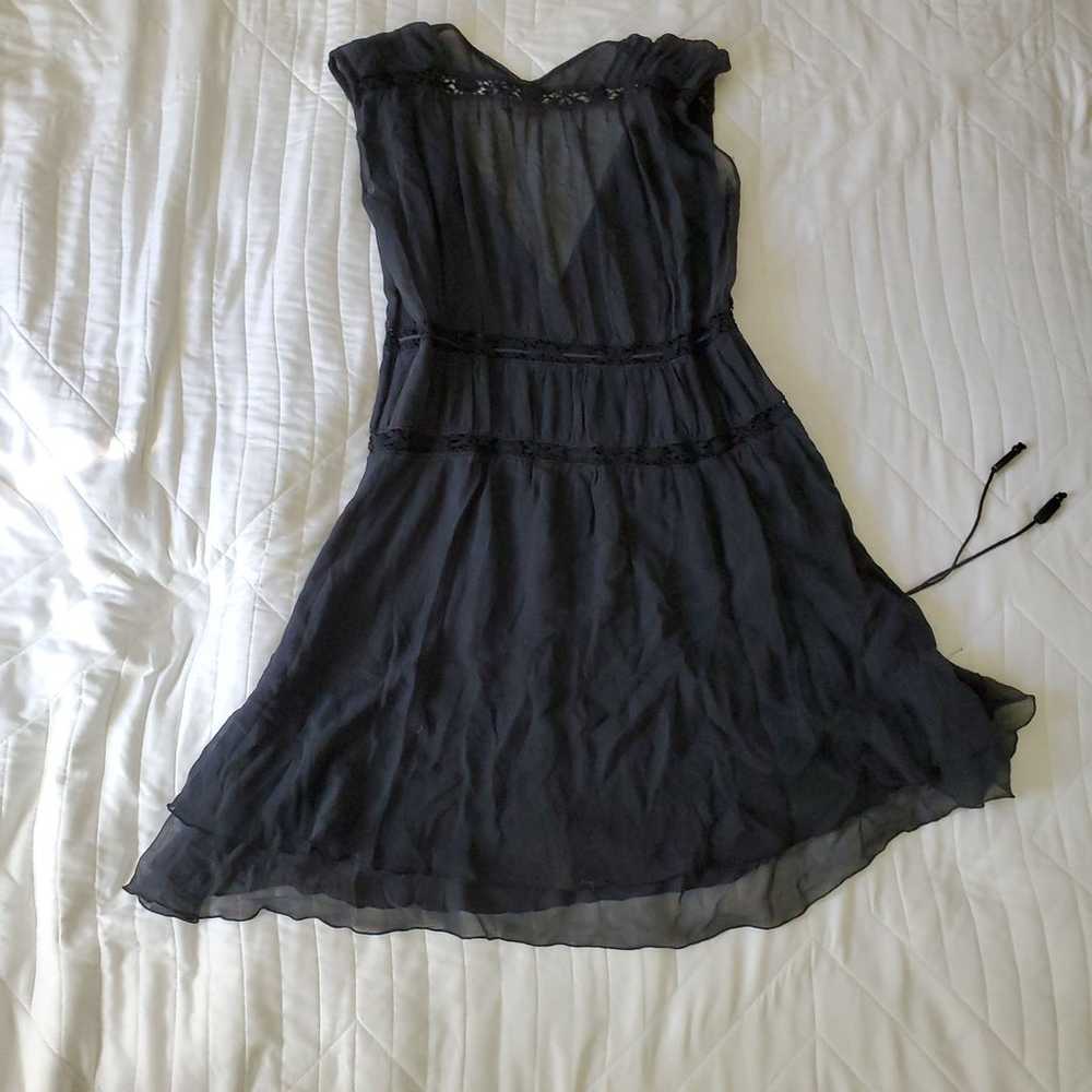 New Black silk chiffon Dress - image 2