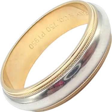 Tiffany & Co. 18k Yellow Gold Platinum 6mm Band C… - image 1