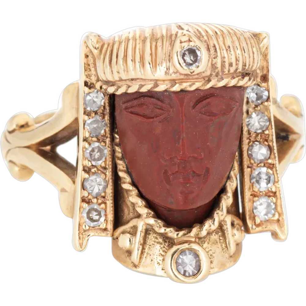 Vintage Art Deco Egyptian Revival Ring Pharaoh Ja… - image 1