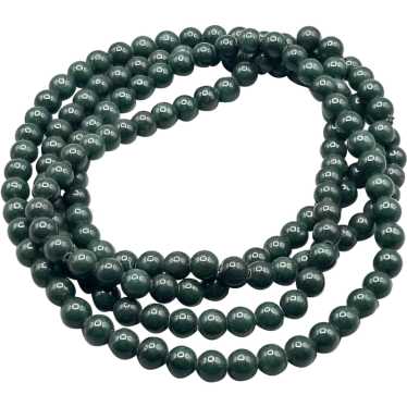 Vintage Beaded Long Strand Necklace Green Semi Pr… - image 1