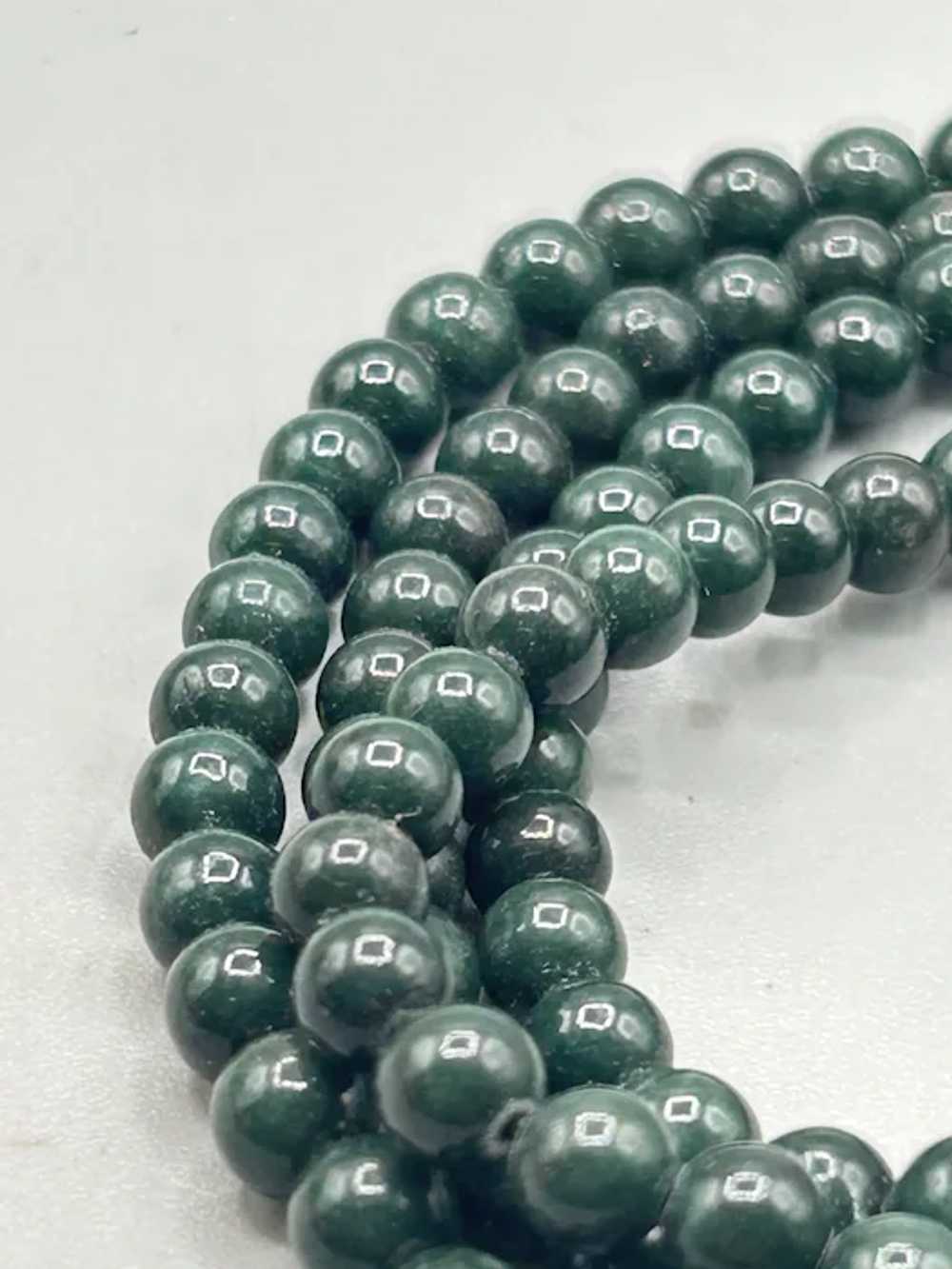 Vintage Beaded Long Strand Necklace Green Semi Pr… - image 6