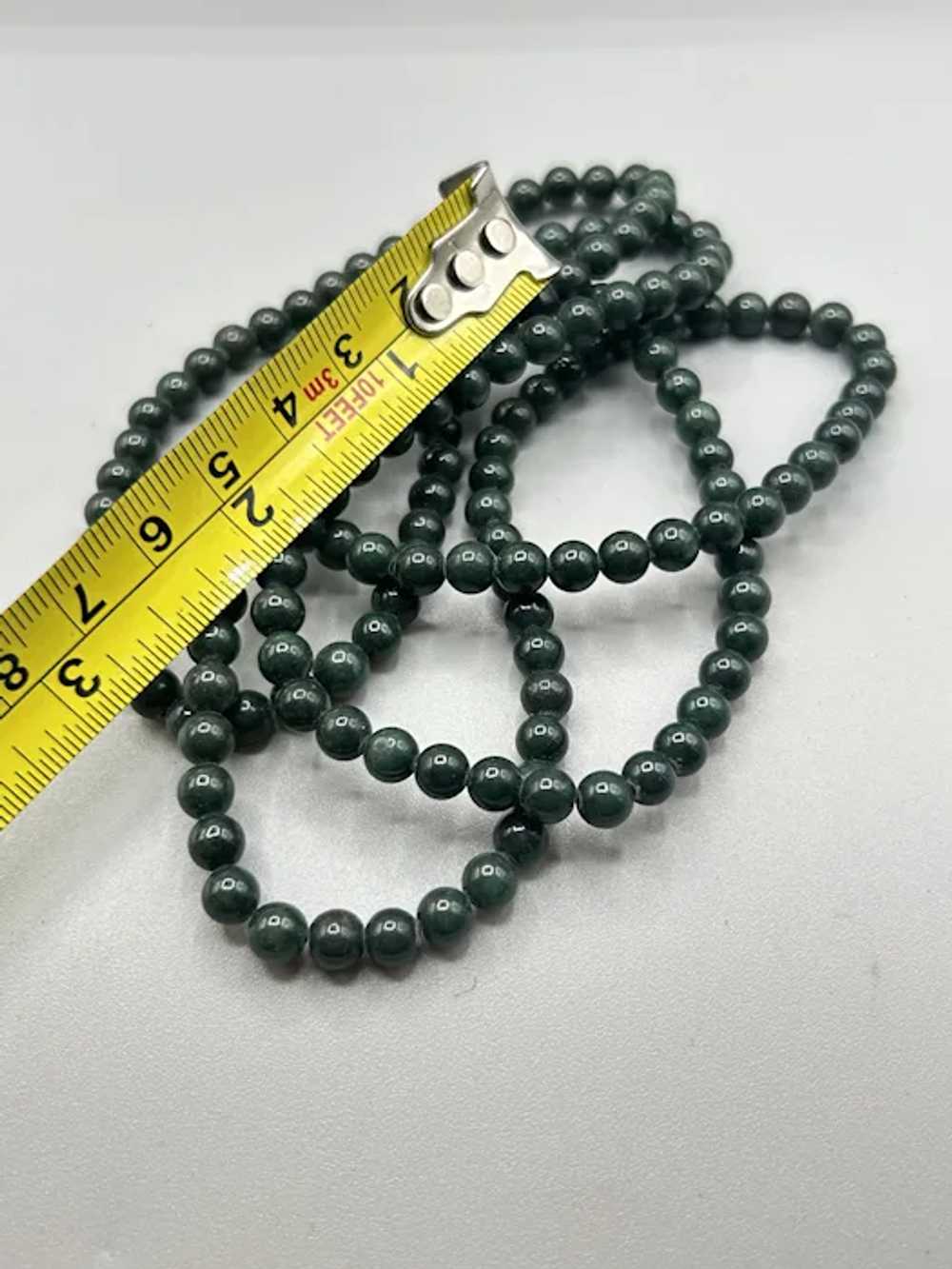 Vintage Beaded Long Strand Necklace Green Semi Pr… - image 7