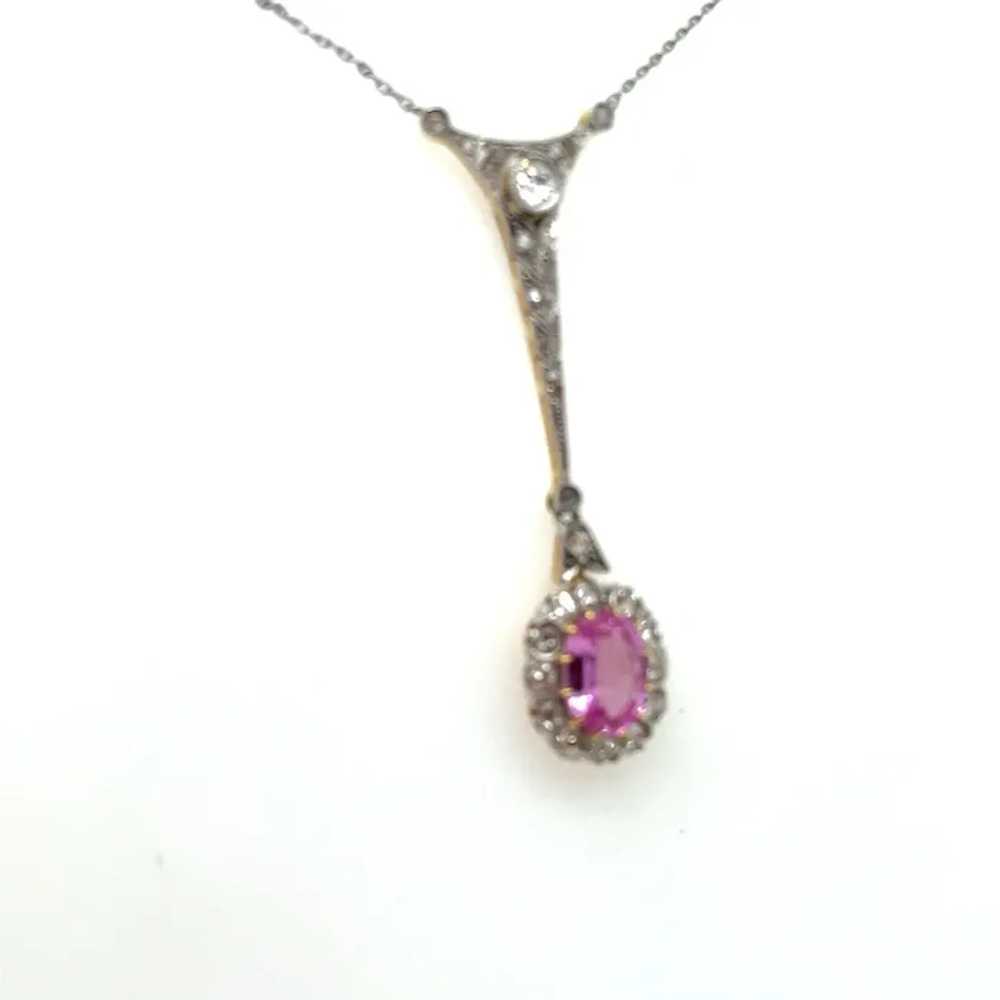 Edwardian Pink Sapphire Diamond Necklace - image 10