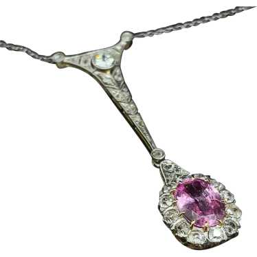 Edwardian Pink Sapphire Diamond Necklace