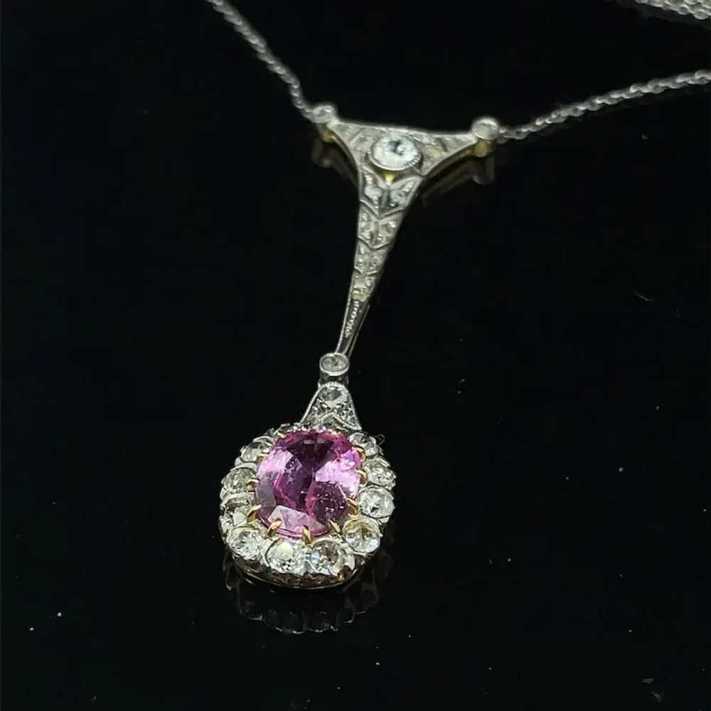 Edwardian Pink Sapphire Diamond Necklace - image 3