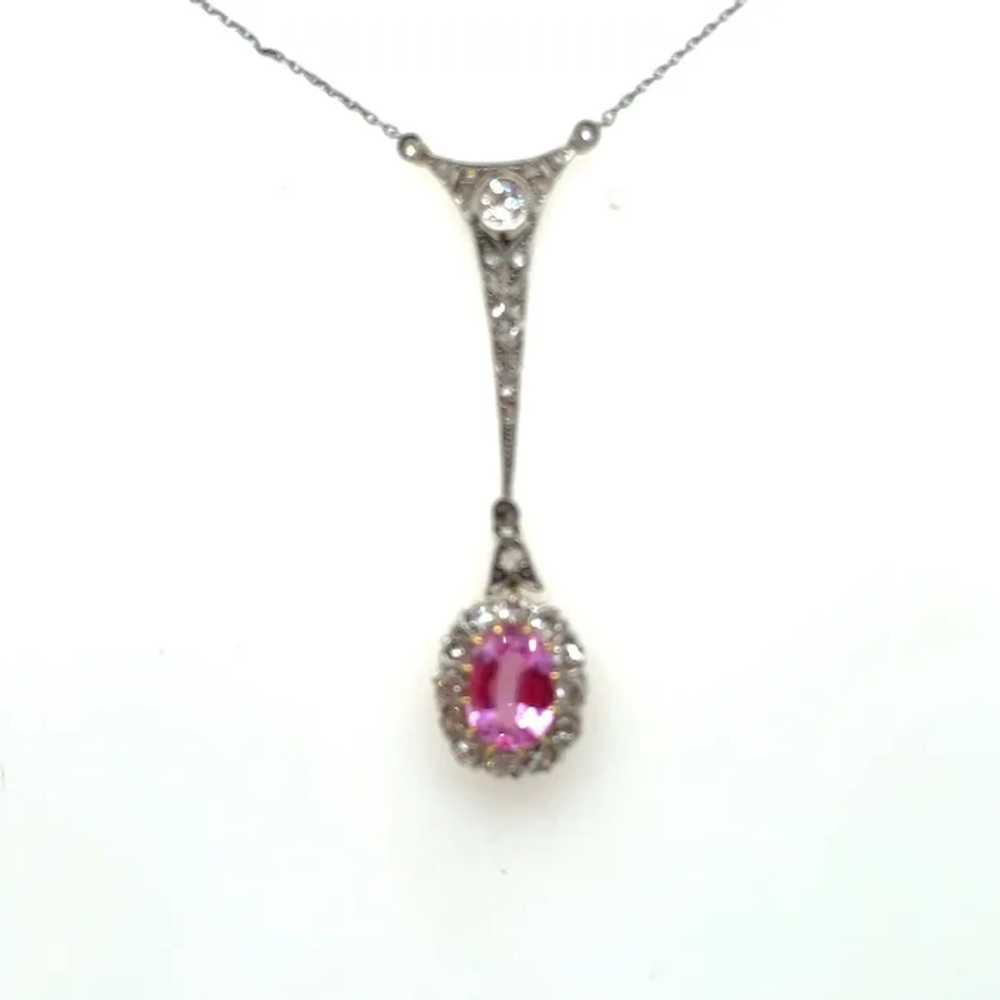 Edwardian Pink Sapphire Diamond Necklace - image 6