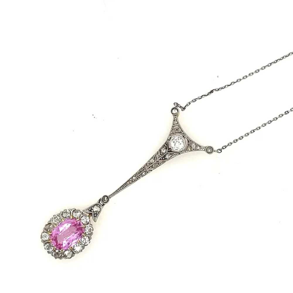 Edwardian Pink Sapphire Diamond Necklace - image 7