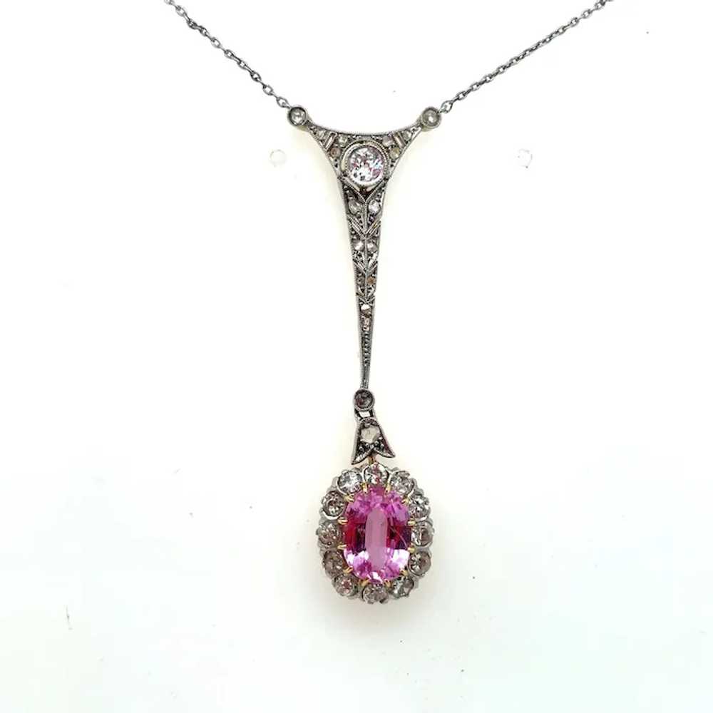 Edwardian Pink Sapphire Diamond Necklace - image 8