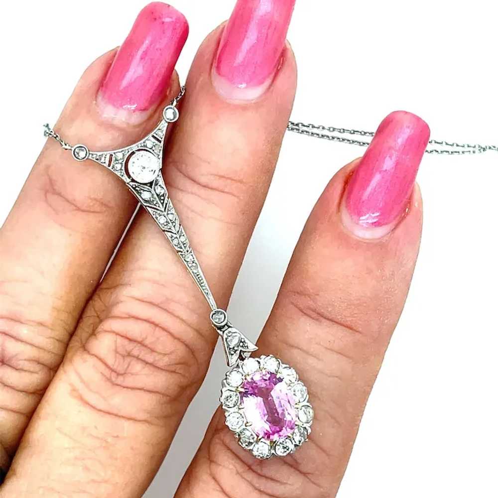 Edwardian Pink Sapphire Diamond Necklace - image 9