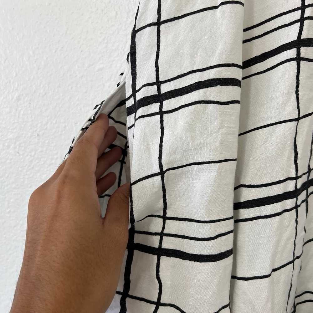 Aureta Elle Grid Print Linen Blend Puff Sleeve Mi… - image 6