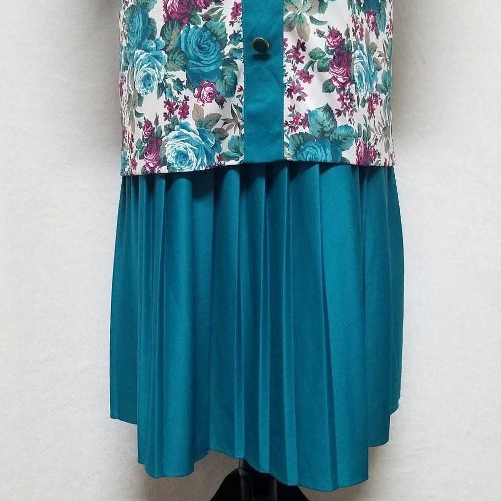 VINTAGE Classic Apparel Turquoise Floral Dress - image 5