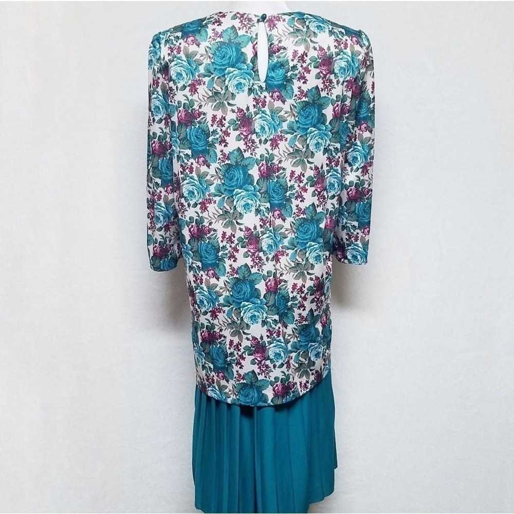 VINTAGE Classic Apparel Turquoise Floral Dress - image 8