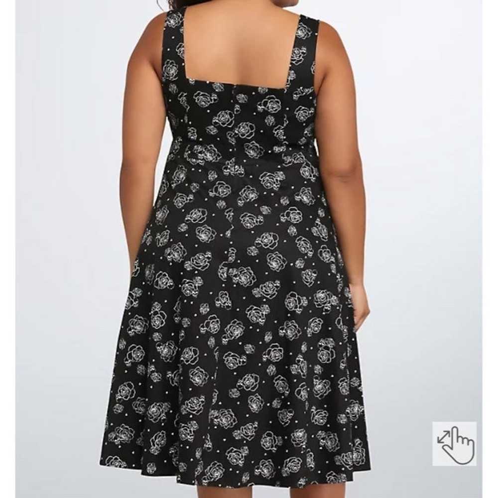 Torrid retro black and white skull and floral dre… - image 3