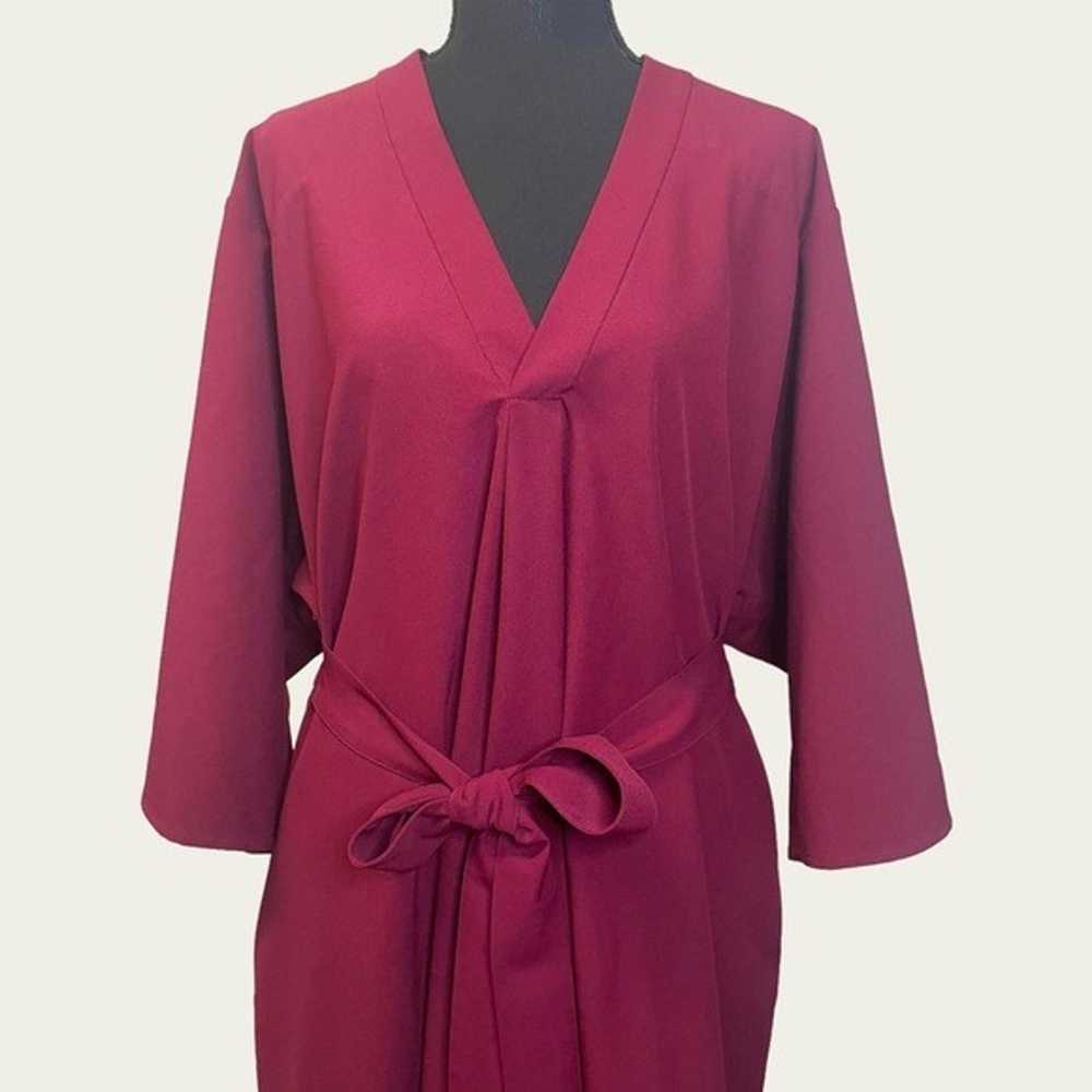 Tome NYC - Belted Shift Dress - Burgundy - Size 16 - image 3